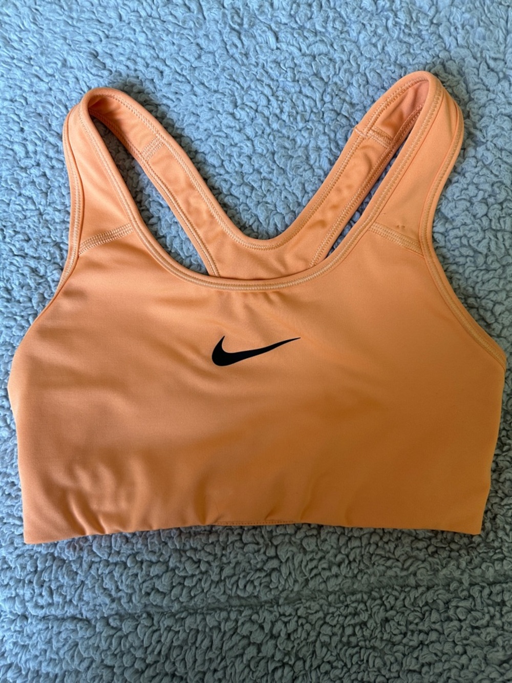 Nike Peach/Orange Racerback Sports Bra with Black Swoosh
